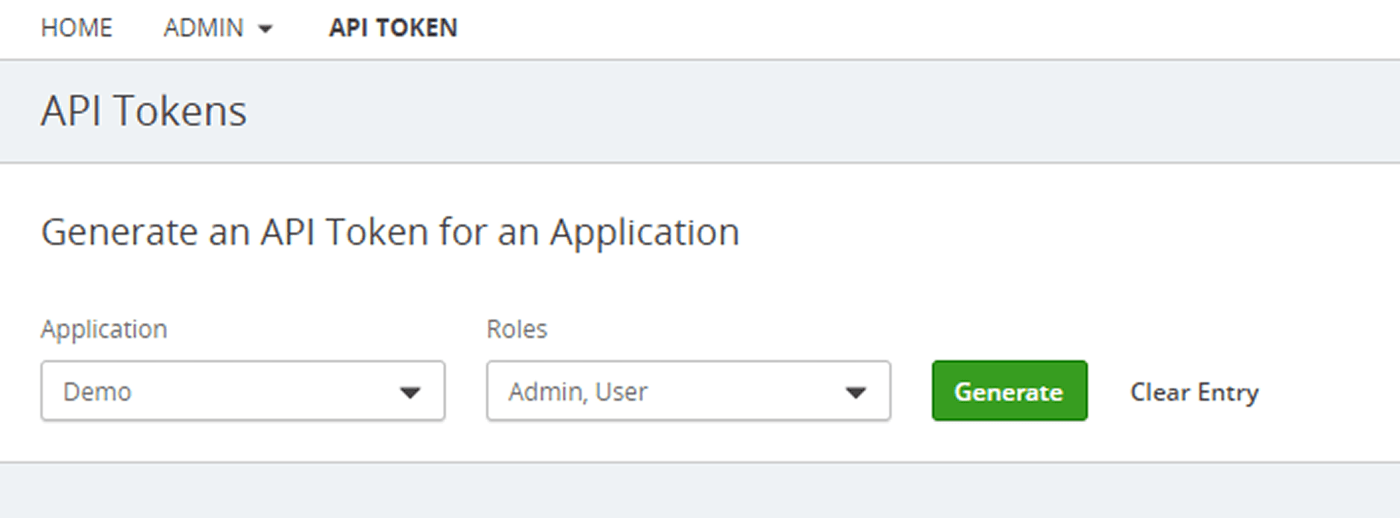 Application and role selection